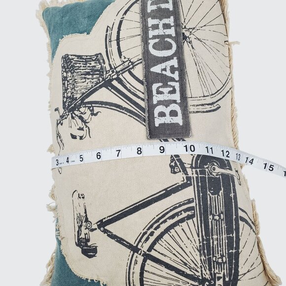 Decorative Primitives By Kathy Beach Day Bicycle Throw Pillow 19" X 12" Cotton & - Picture 6 of 6